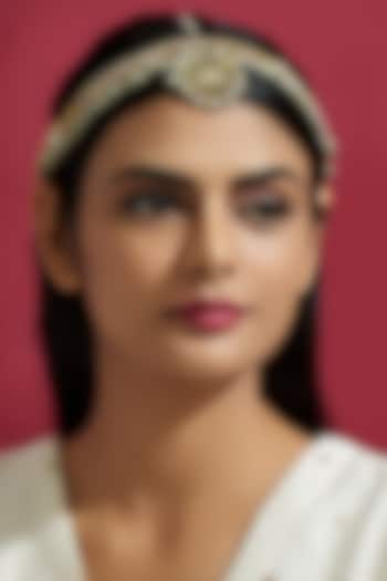 Gold Finish Kundan Polki Mathapatti by Adityam Jewels at Pernia's Pop Up Shop