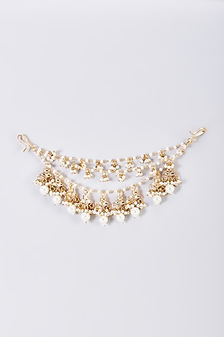 Gold Finish Kundan Polki Earchains by Adityam Jewels