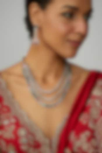 Two Tone Finish Multi-Colored Stone & Zircon Layered Necklace Set by Adityam Jewels at Pernia's Pop Up Shop