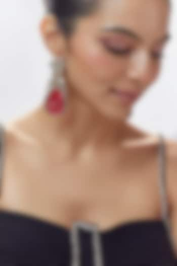 Two Tone Finish Kundan Polki & Red Stone Dangler Earrings by Adityam Jewels at Pernia's Pop Up Shop