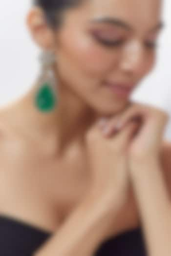 Two Tone Finish Kundan Polki & Green Stone Dangler Earrings by Adityam Jewels at Pernia's Pop Up Shop