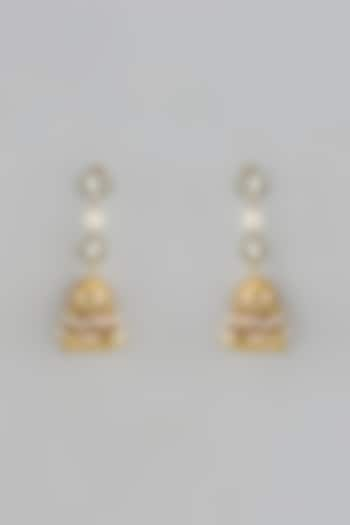 Gold Finish Kundan Polki Jhumka Earrings by Adityam Jewels at Pernia's Pop Up Shop