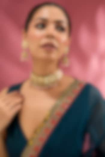 Gold Finish Kundan Polki Choker Necklace Set by Adityam Jewels at Pernia's Pop Up Shop