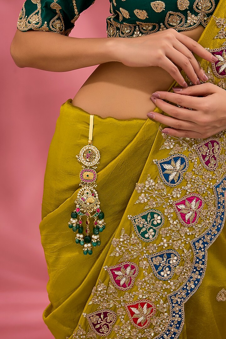 Gold Finish Kundan Polki Satka by Adityam Jewels at Pernia's Pop Up Shop