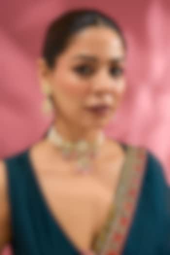 Gold Finish Kundan Polki Choker Necklace Set by Adityam Jewels at Pernia's Pop Up Shop