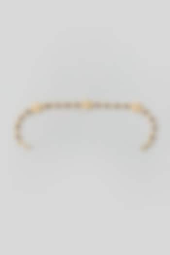 Gold Finish Blue Kundan Polki & Pearl Sheeshphool by Adityam Jewels at Pernia's Pop Up Shop