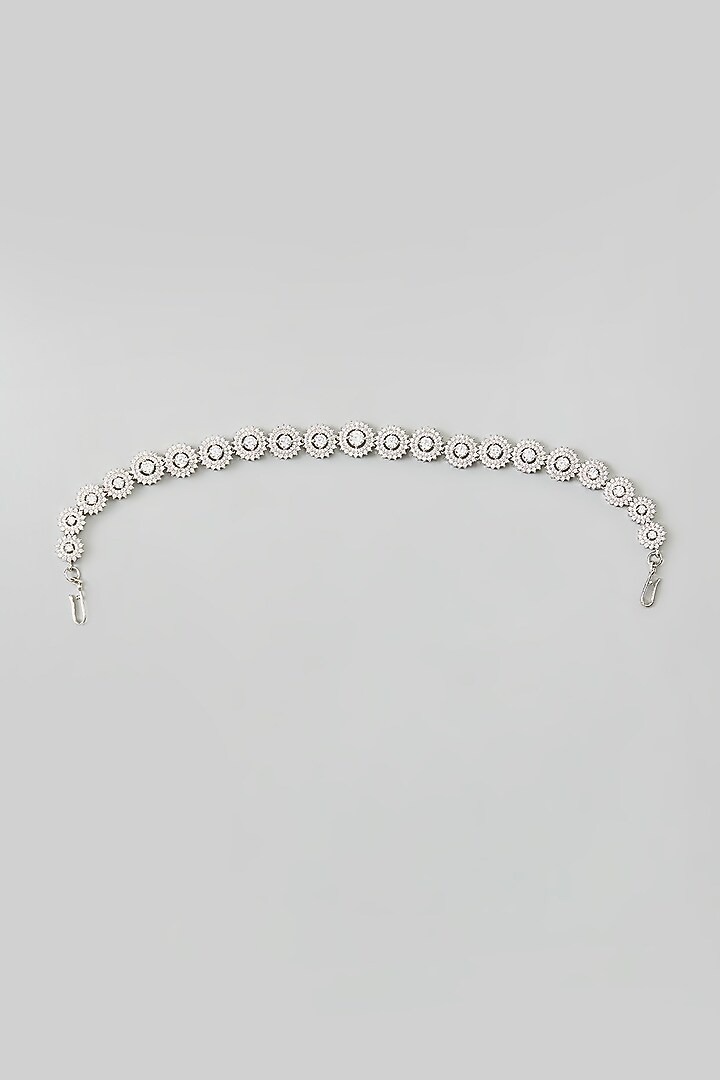 White Finish Zircon & Pearl Sheeshphool by Adityam Jewels at Pernia's Pop Up Shop