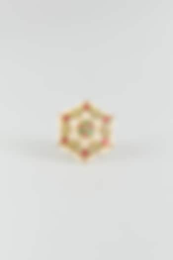 Gold Finish Kundan Polki Ring by Adityam Jewels at Pernia's Pop Up Shop