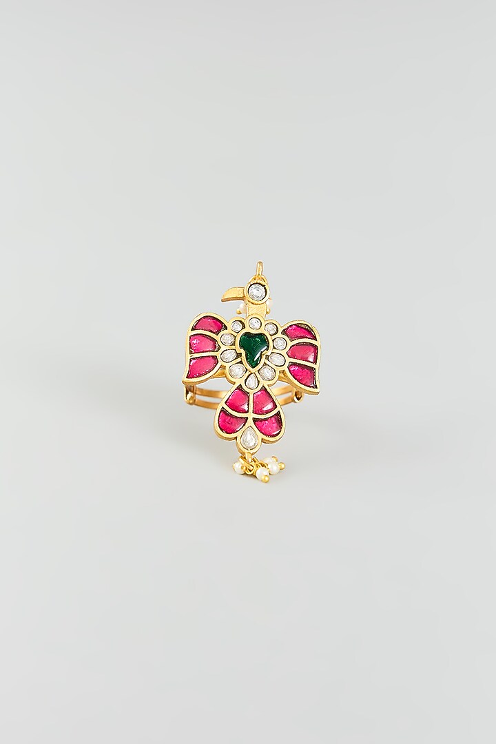 Gold Finish Kundan Polki Ring by Adityam Jewels at Pernia's Pop Up Shop