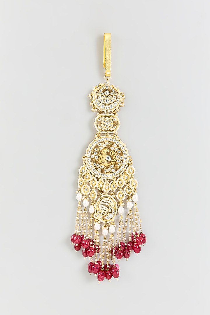 Gold Finish Kundan Polki & Red Stone Satka by Adityam Jewels at Pernia's Pop Up Shop
