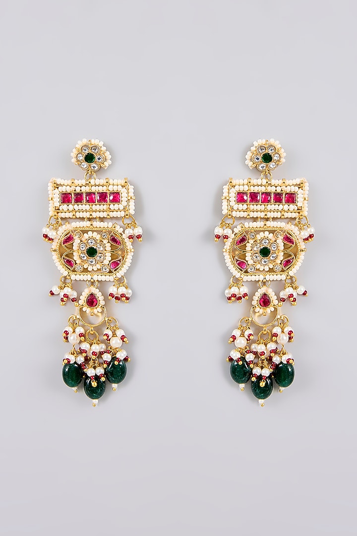 Gold Finish Kundan Polki & Multi-Colored Stone Choker Necklace Set by Adityam Jewels at Pernia's Pop Up Shop