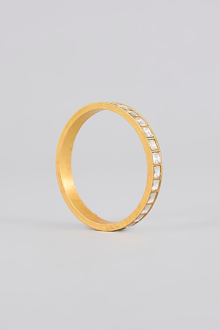 Gold Finish Kundan Polki Bangles (Set Of 2) by Adityam Jewels at Pernia's Pop Up Shop