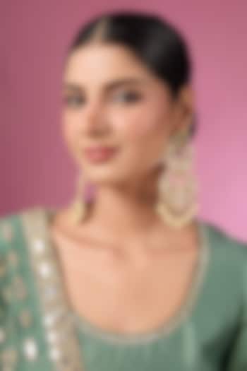 Gold Finish Kundan Polki & Multi-Colored Stone Chandbali Earrings by Adityam Jewels at Pernia's Pop Up Shop