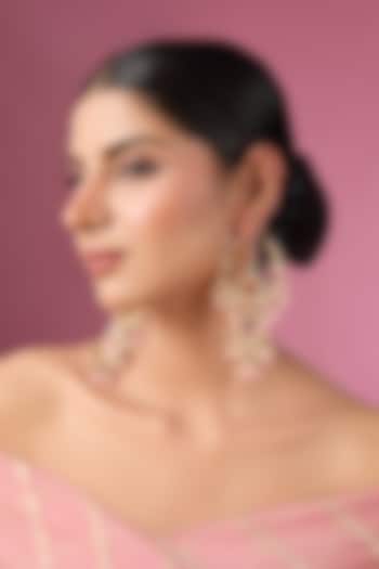 Gold Finish Kundan Polki & Multi-Colored Stone Chandbali Earrings by Adityam Jewels at Pernia's Pop Up Shop