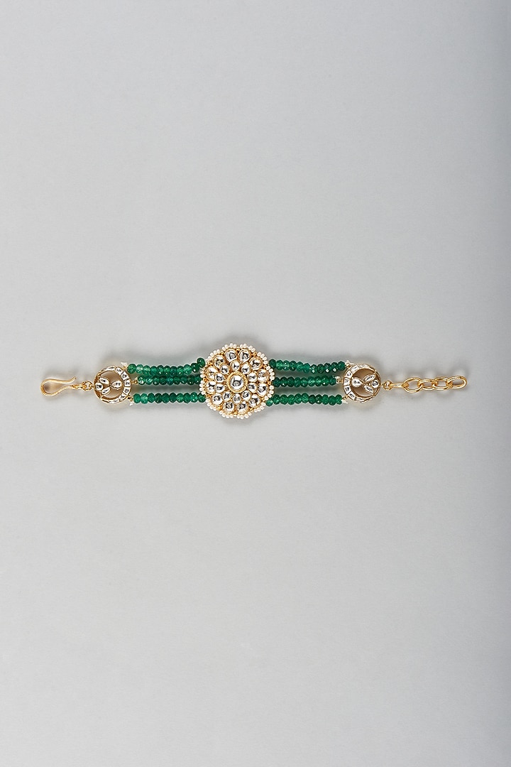 Gold Finish Kundan Polki Bracelet by Adityam Jewels at Pernia's Pop Up Shop