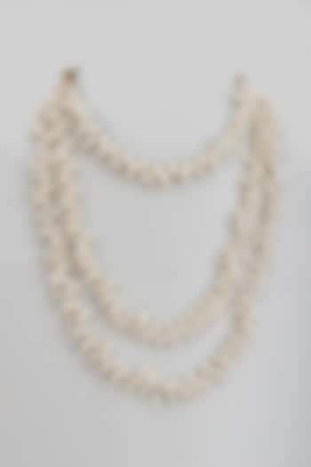 Gold Finish Pearl Long Necklace by Adityam Jewels at Pernia's Pop Up Shop