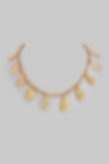 Gold Finish Kundan Polki Beaded Necklace by Adityam Jewels