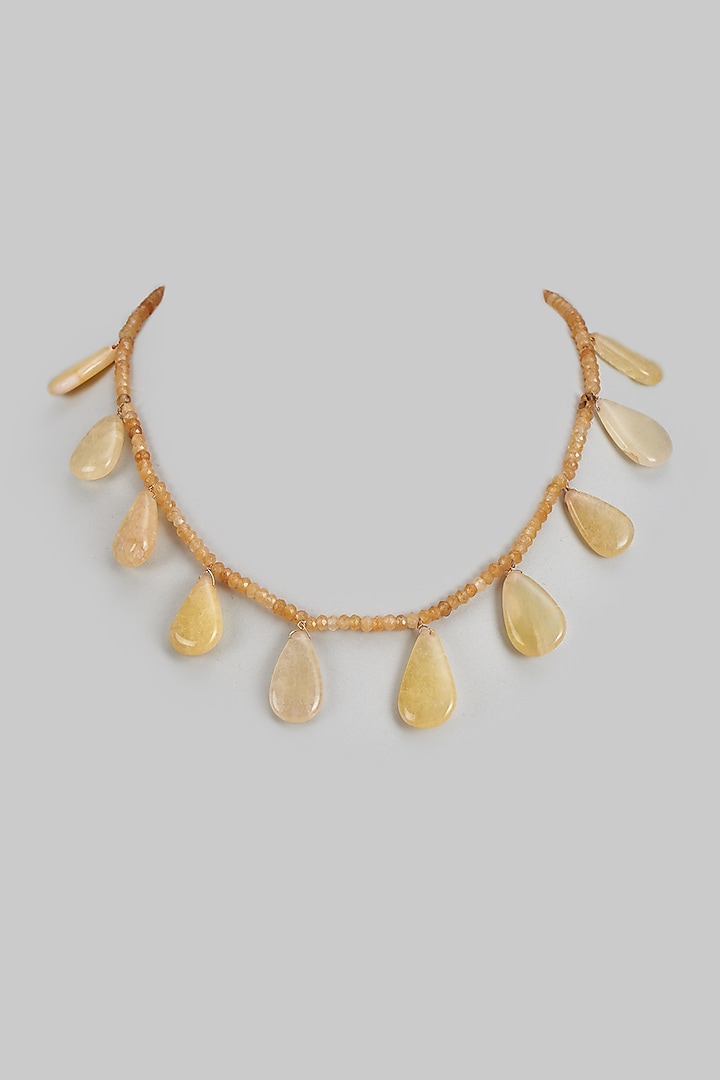 Gold Finish Kundan Polki Beaded Necklace by Adityam Jewels