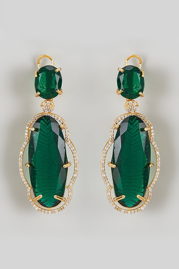 White Finish Kundan Polki Dangler Earrings by Adityam Jewels at Pernia's Pop Up Shop