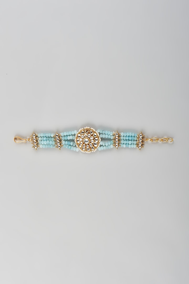 Gold Finish Kundan Polki Bracelet by Adityam Jewels at Pernia's Pop Up Shop