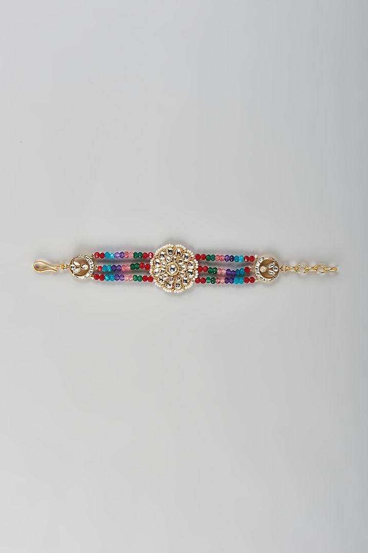 Gold Finish Kundan Polki Bracelet by Adityam Jewels at Pernia's Pop Up Shop