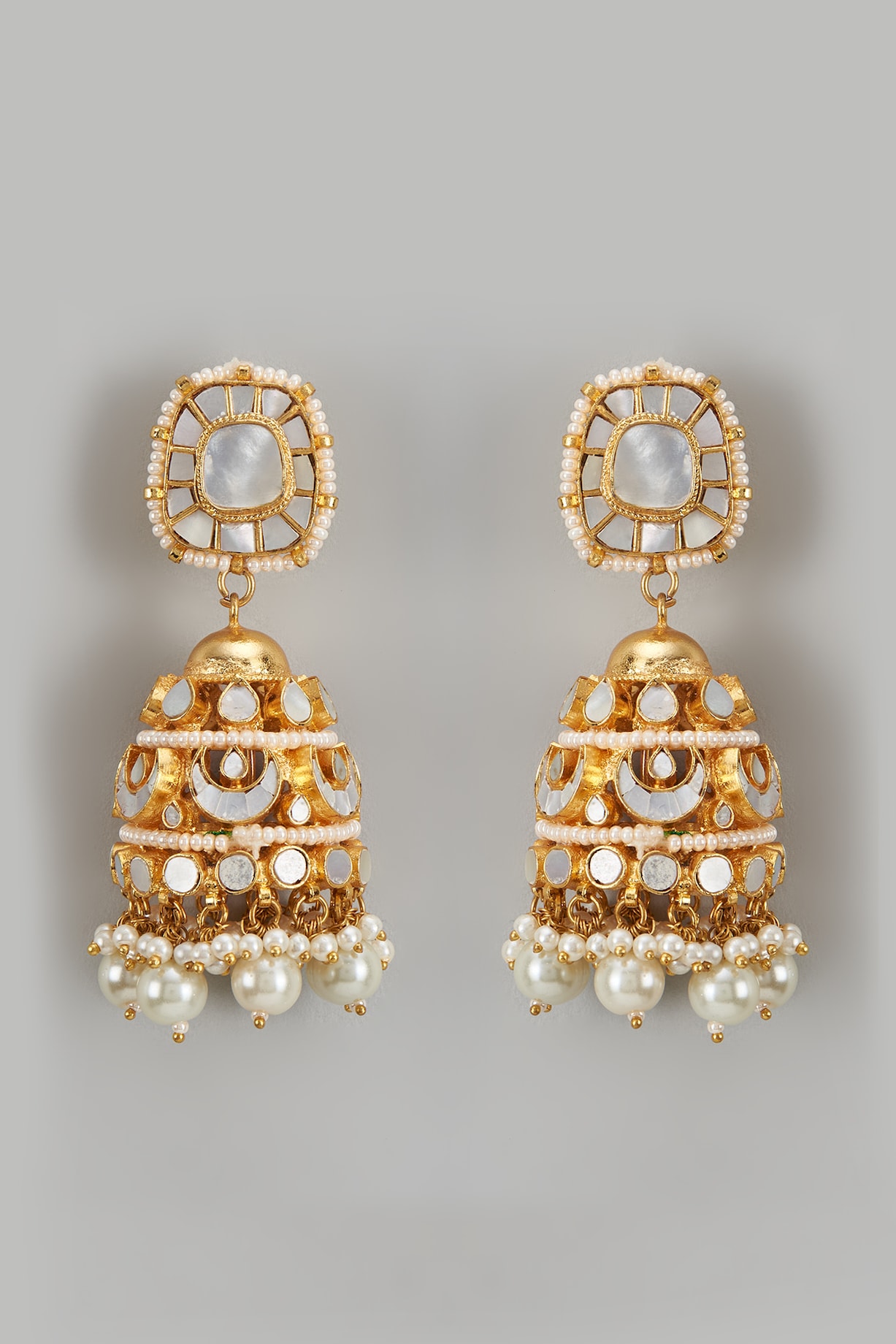 Adityam Jewels - Gold Finish Kundan Polki & Pearl Drop Jhumka Earrings for Women at Pernia's Pop Up Shop