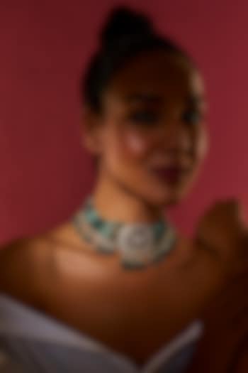 Gold Finish Kundan Polki Choker Necklace by Adityam Jewels at Pernia's Pop Up Shop