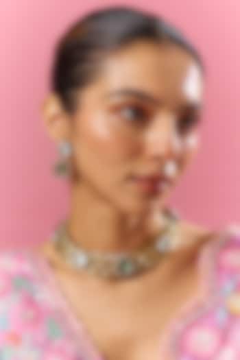 Two Tone Finish Kundan Polki Necklace Set by Adityam Jewels at Pernia's Pop Up Shop