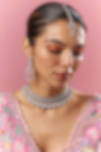 White Finish Zircon Necklace Set by Adityam Jewels at Pernia's Pop Up Shop