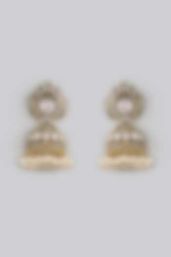 Two Tone Finish Kundan Polki Jhumka Earrings by Adityam Jewels at Pernia's Pop Up Shop