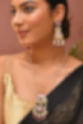 Gold Finish Kundan Polki Long Necklace by Adityam Jewels at Pernia's Pop Up Shop