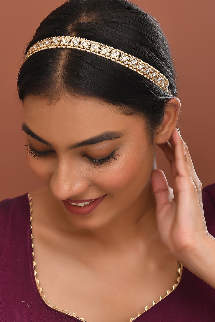 Gold Finish Kundan Polki Sheeshphool by Adityam Jewels at Pernia's Pop Up Shop