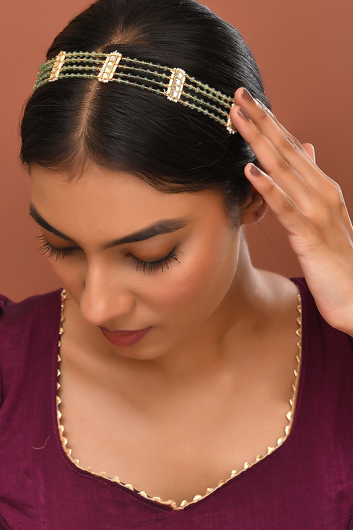 Gold Finish Kundan Polki Sheeshphool by Adityam Jewels at Pernia's Pop Up Shop