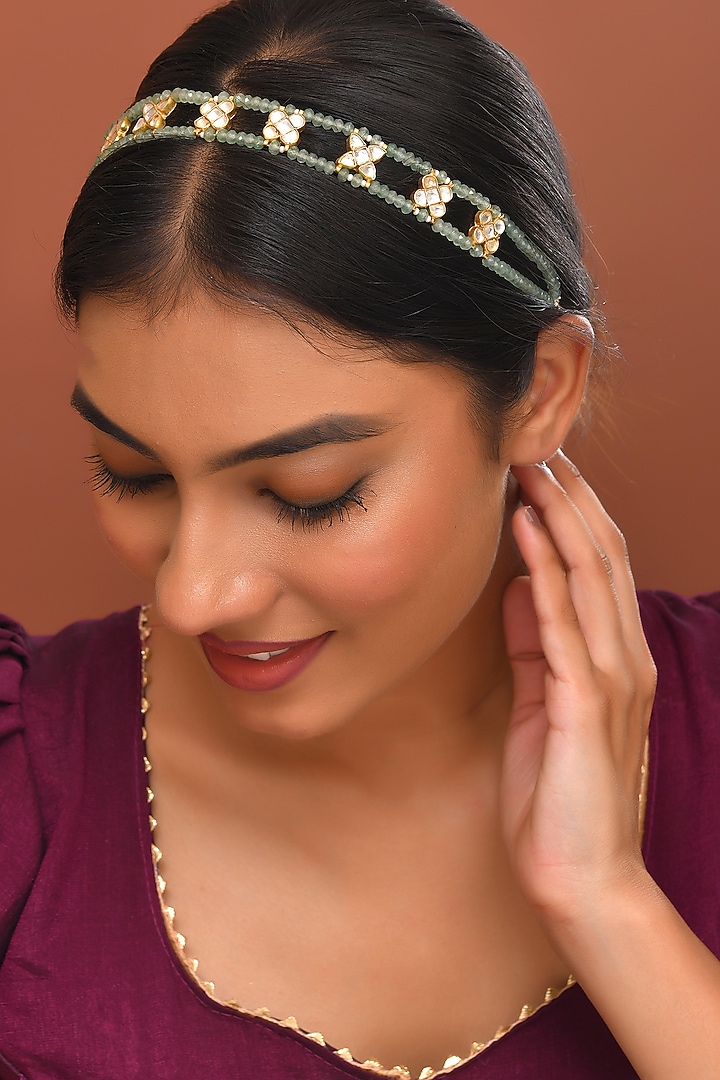 Gold Finish Kundan Polki Sheeshphool by Adityam Jewels at Pernia's Pop Up Shop