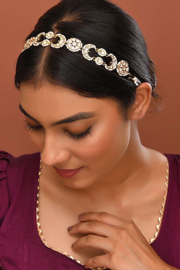 Gold Finish Kundan Polki Sheeshphool by Adityam Jewels at Pernia's Pop Up Shop