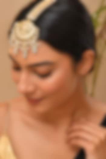 Gold Finish Kundan Polki Maangtikka by Adityam Jewels at Pernia's Pop Up Shop