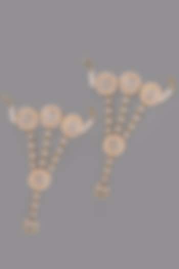 Gold Finish Kundan Polki Haathphools (Set Of 2) by Adityam Jewels at Pernia's Pop Up Shop