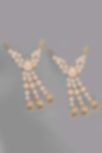Gold Finish Kundan Polki Haathphools (Set Of 2) by Adityam Jewels at Pernia's Pop Up Shop