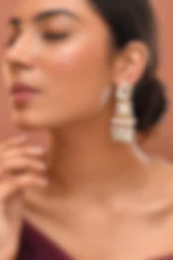 Gold Finish Kundan Polki Jhumka Earrings by Adityam Jewels at Pernia's Pop Up Shop