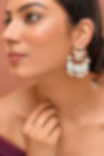 Gold Finish Multi-Colored Kundan Polki Dangler Earrings by Adityam Jewels at Pernia's Pop Up Shop