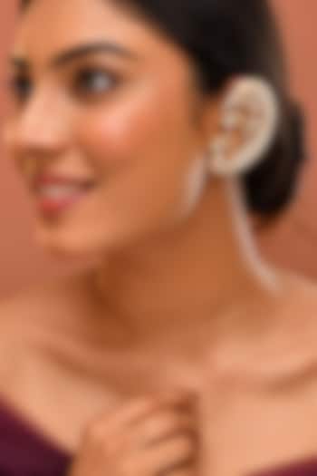 Gold Finish Kundan Polki Earcuffs by Adityam Jewels at Pernia's Pop Up Shop