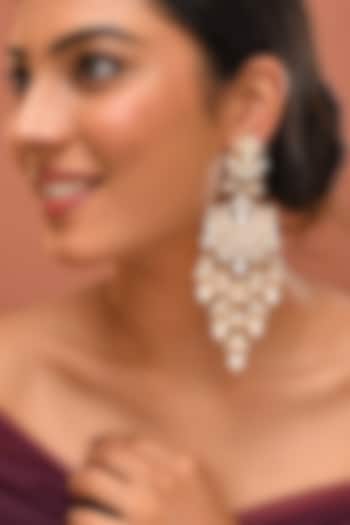 Gold Finish Kundan Polki Dangler Earrings by Adityam Jewels at Pernia's Pop Up Shop