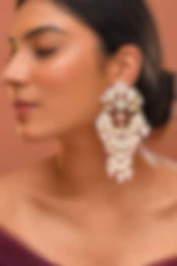 Gold Finish Pink Kundan Polki Dangler Earrings by Adityam Jewels at Pernia's Pop Up Shop