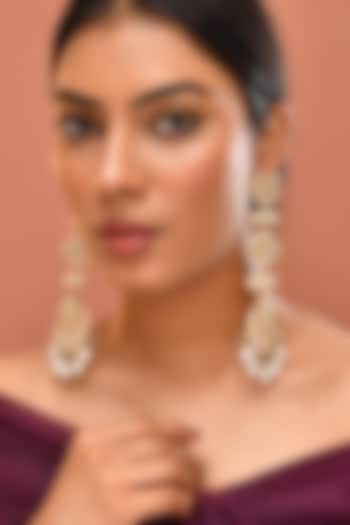 Gold Finish Kundan Polki Kashmiri-Style Dangler Earrings by Adityam Jewels at Pernia's Pop Up Shop