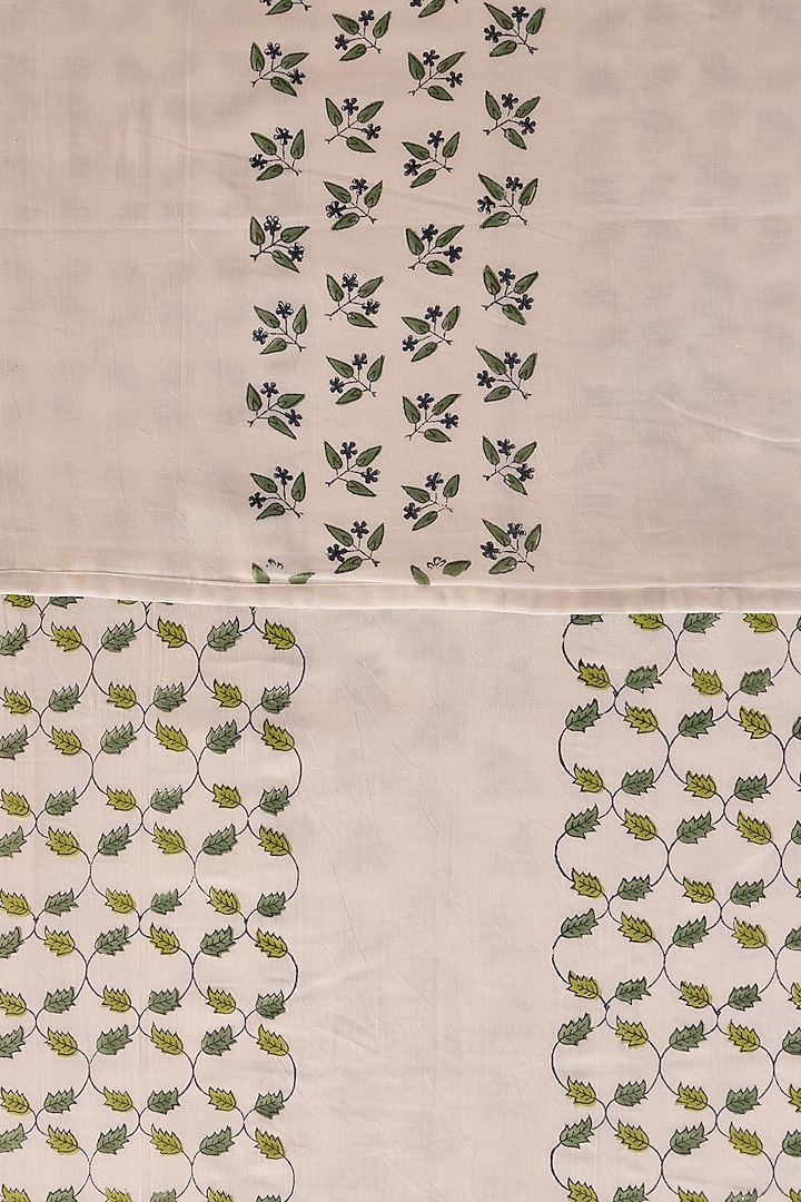 White Muslin Cotton Tropicana Hand Block Printed Double-Sided Dohar by ADYA at Pernia's Pop Up Shop