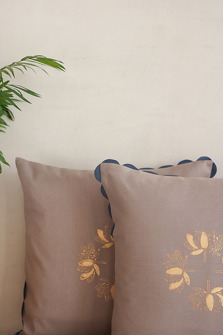 Silver Cotton Silk Hand Block Printed Table Runner by ADYA at Pernia's Pop Up Shop