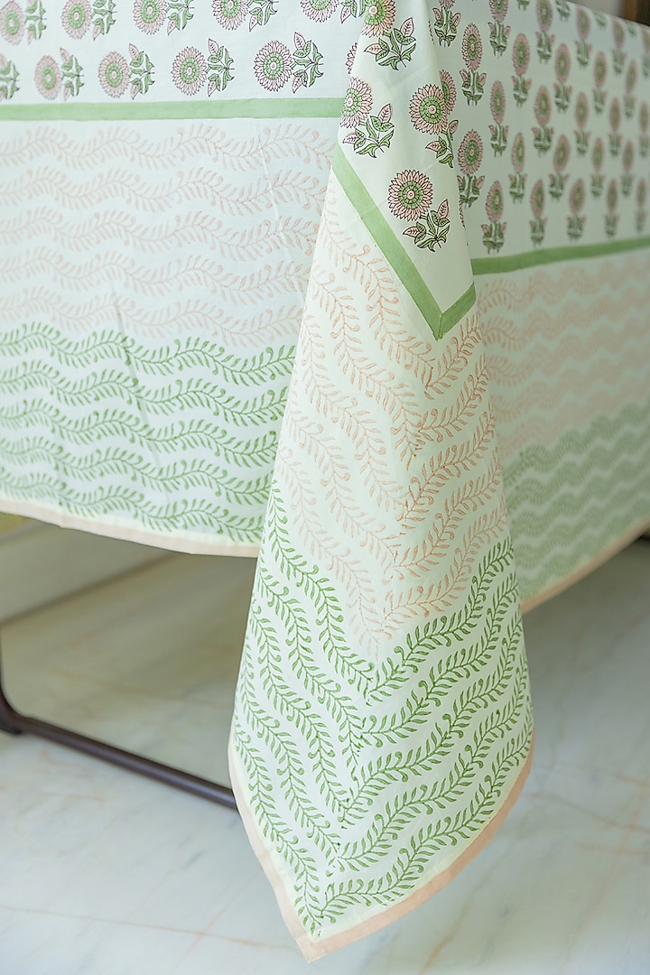 Yellow Cotton Hand Block Printed Table Cover by ADYA at Pernia's Pop Up Shop