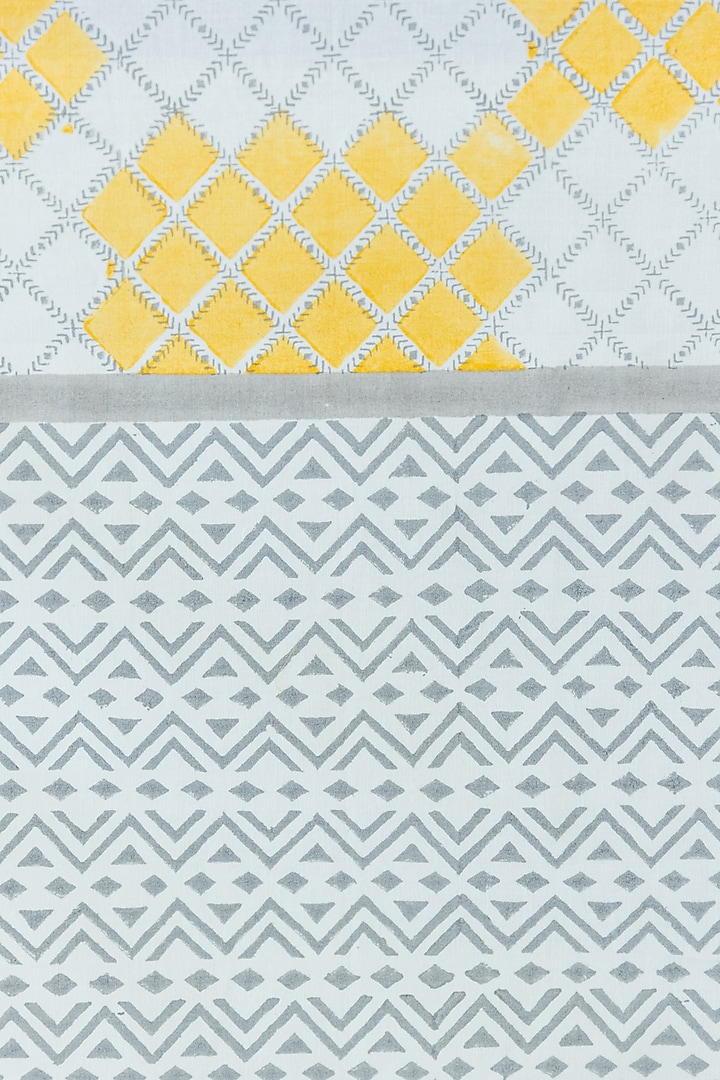 Mustard Cotton Hand Block Printed Table Cover by ADYA at Pernia's Pop Up Shop
