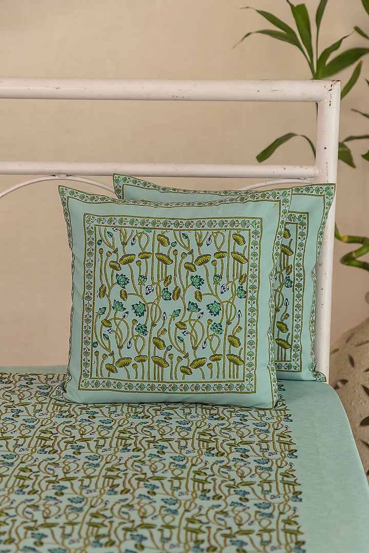 Blue Cotton Floral Printed Bedcover (Set Of 3)
by ADYA at Pernia's Pop Up Shop