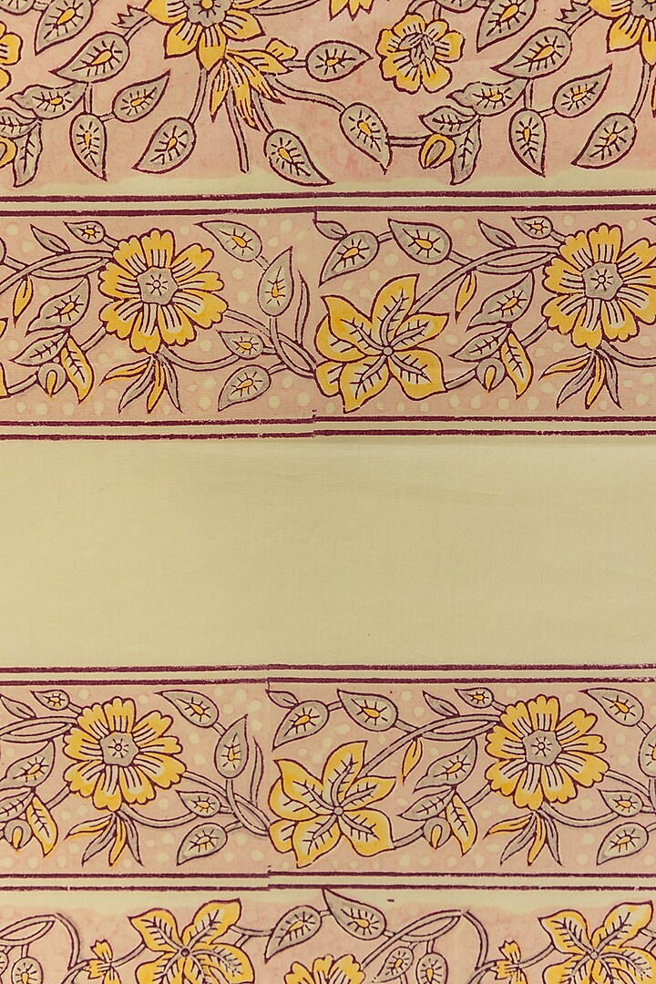 Light Yellow Cotton Floral Printed Bedcover (Set Of 3) by ADYA at Pernia's Pop Up Shop